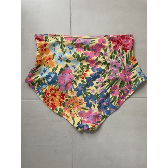 Adore Me Swim High Waist Bikini Bottom Multicolor Floral Swimwear - Picture 4 of 8